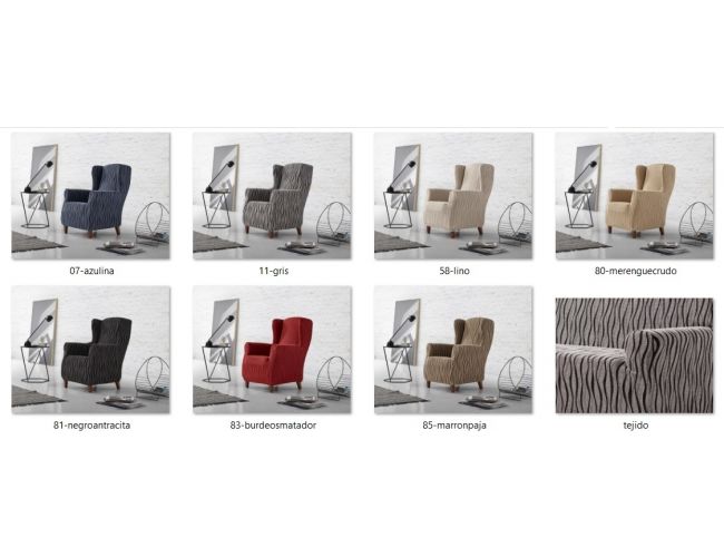 Fundas elásticas ajustables para sillones orejeros tejido "Alexey".