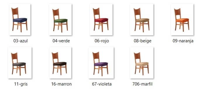Gama de colores fundas para asiento de sillas "Penélope"