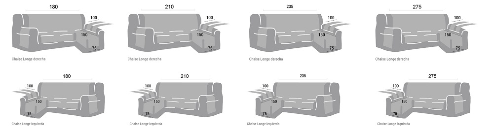 Detalle de medidas fundas de sofa chaiselongue Detalle de medidas fundas de sofa chaiselongue